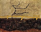 Tree Canvas Paintings - Bare Tree behind a Fence